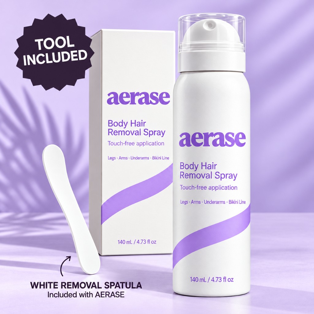 AERASE bottle, carton and spatula