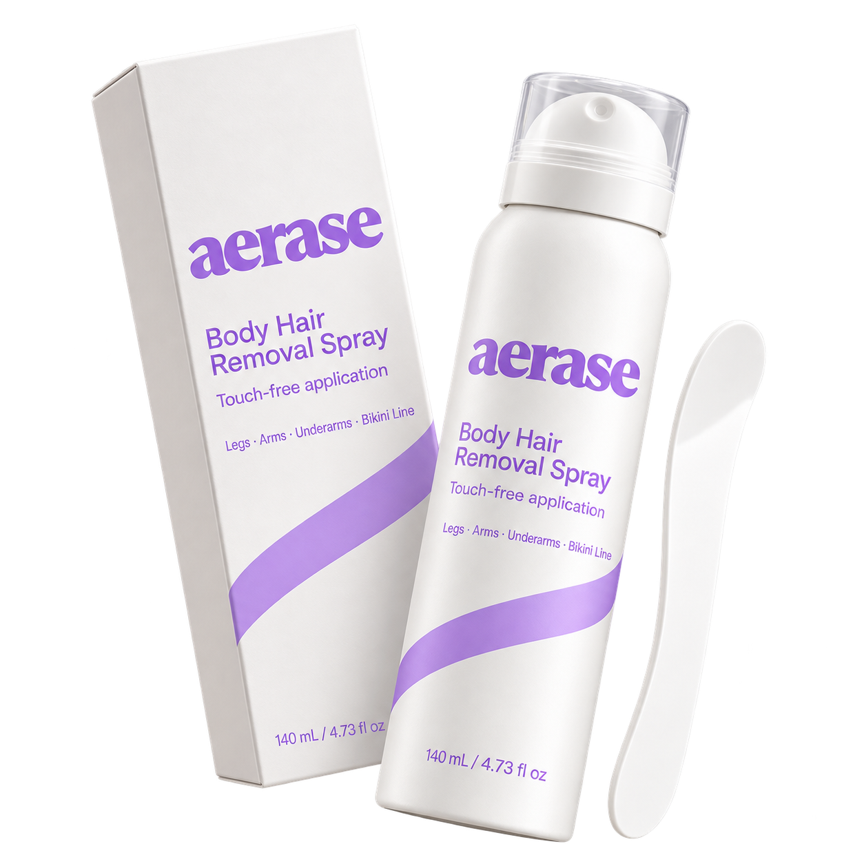 AERASE bottle, carton and included spatula
