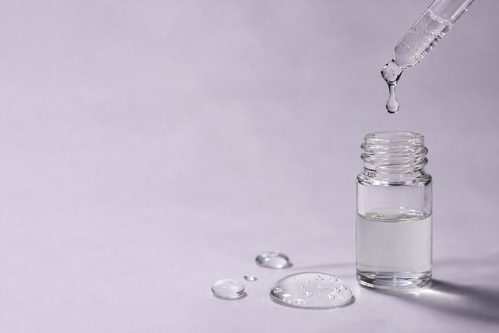 Clear glycerin droplets and a dropper